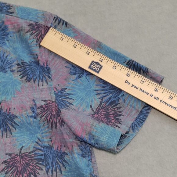 Vineyard Vines Tropical Leaf Print Short Sleeve Cabana Shirt Blue Men’s Size XS - Picture 10 of 13